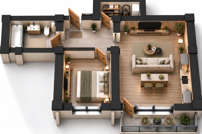 Apartament cu 2 camere semidecomandat în Sânpetru