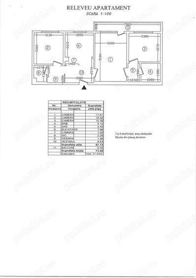 Apartament cu 3 camere semidecomandat în Militari