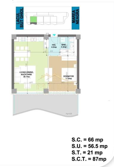 Apartament cu 2 camere în Nord