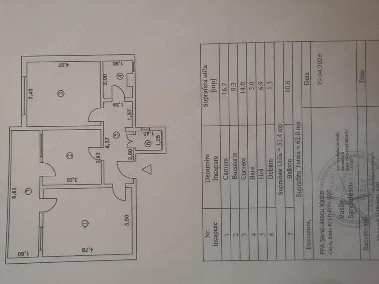 Apartament cu 2 camere decomandat în Buzaului