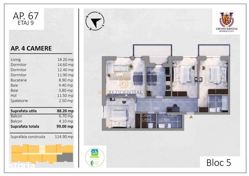 Apartament Premium cu 4 camere ?i 2 locuri de parcare incluse - 10