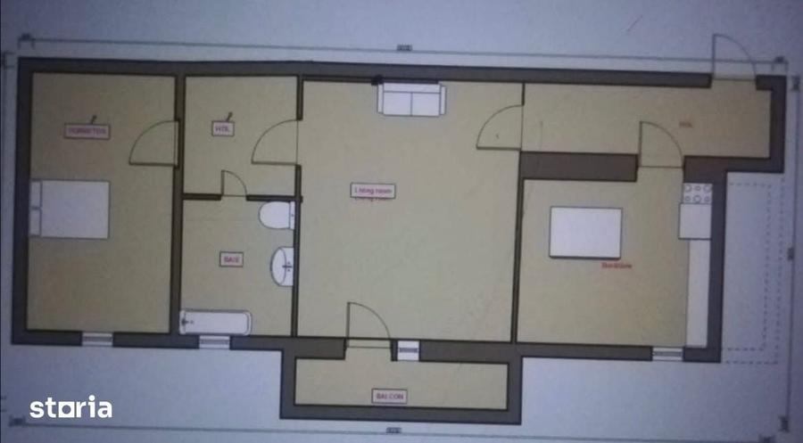 Apartament cu 2 camere semidecomandat în Mărăști