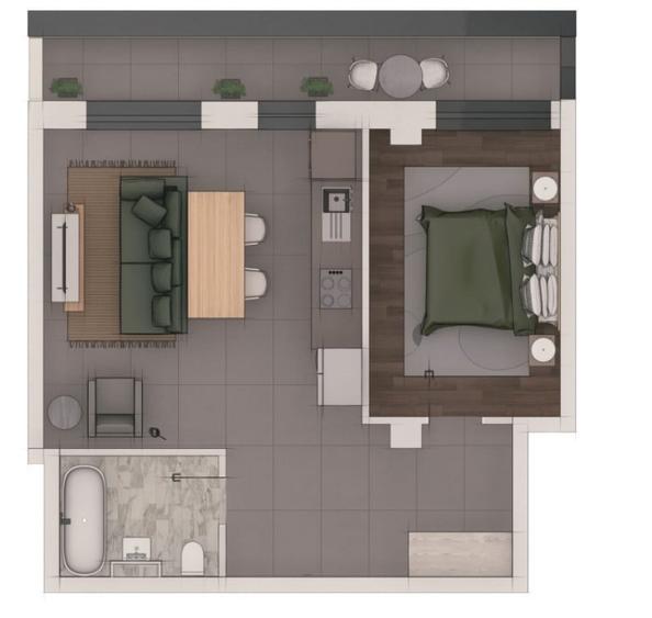 Apartament 2 camere, 53,11mp, ansamblu NZEB, zona Terra - 1