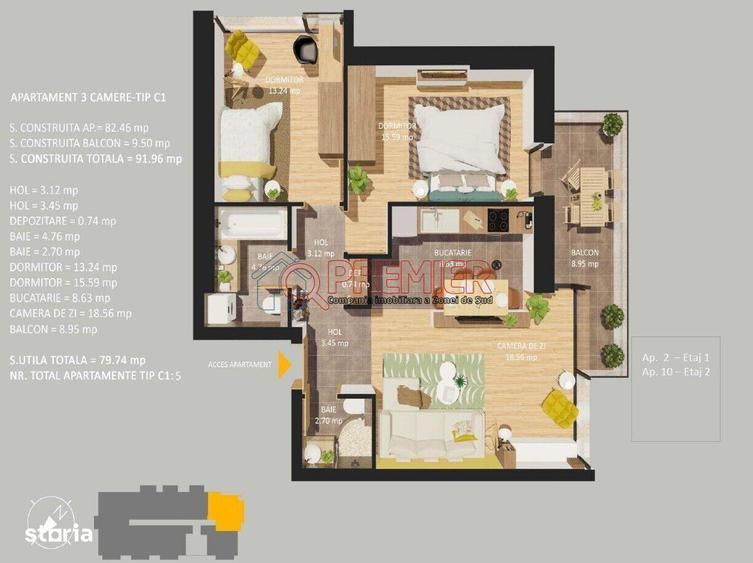 Apartament cu 3 camere în 13 Septembrie