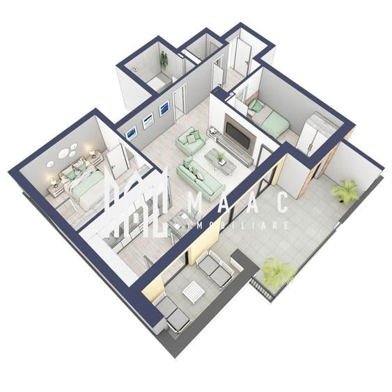 Apartament 3 camere | Balcon 22.2 mp | Etaj 3 | Turnisor - 5
