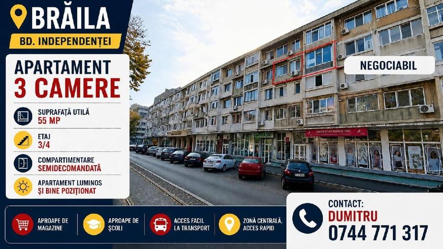 Apartament cu 3 camere în Central