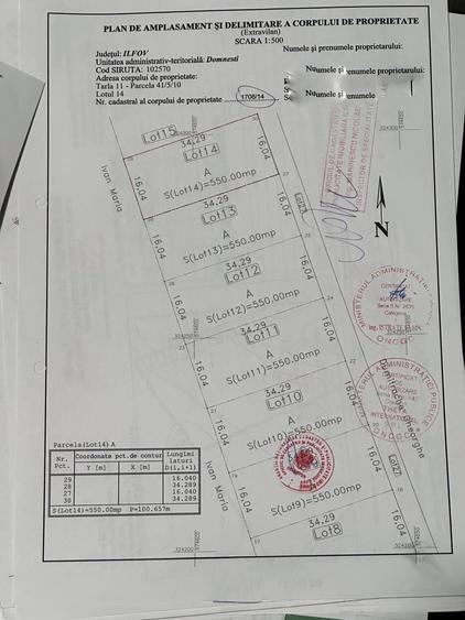 Teren Construcții intravilan de 550 mp, în Domnești