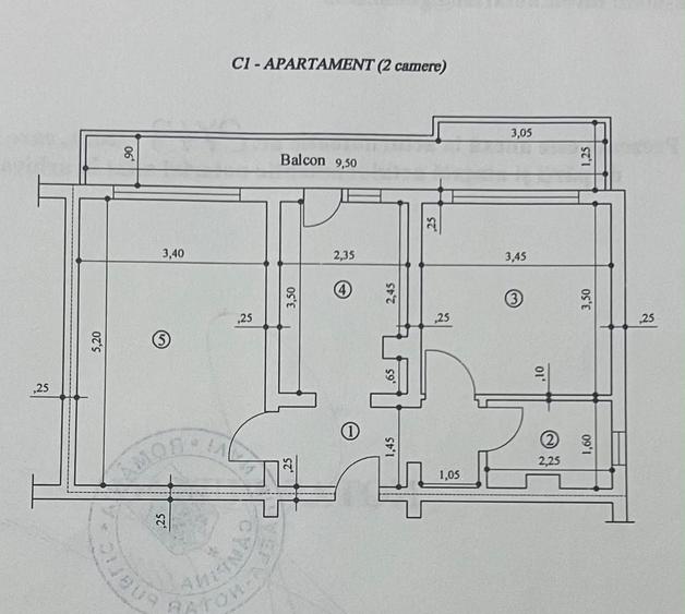 Apartament cu 2 camere decomandat în Central