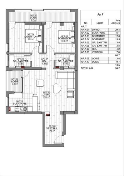 Apartament cu 3 camere în Central
