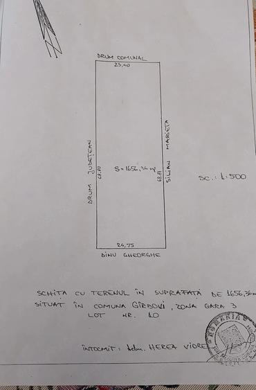 Teren de 1656 mp, în Gârbovi