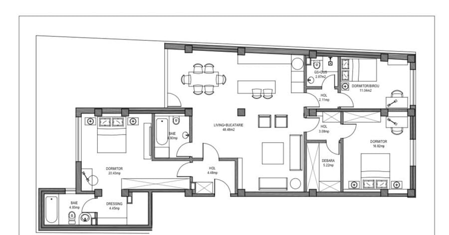 Apartament cu 4 camere semidecomandat în Dorobanți