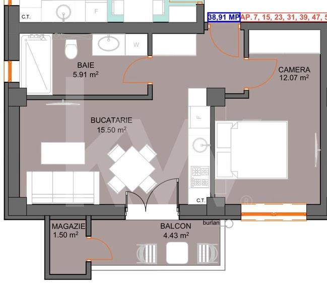 Apartament cu 2 camere decomandat în Șelimbăr