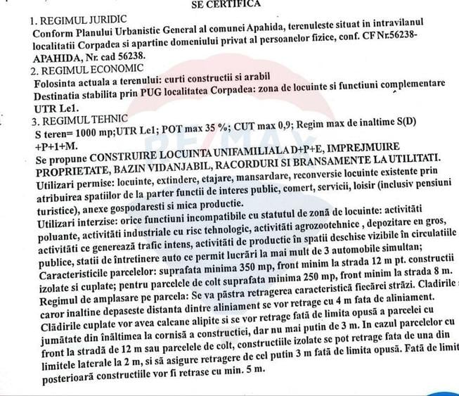 Teren Construcții intravilan de 1000 mp, în Corpadea