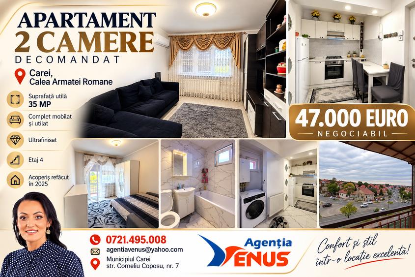 Apartament cu 2 camere decomandat în Central