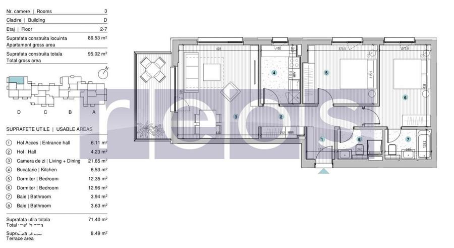 VANZARE APARTAMENT 3 CAMERE | STRAULESTI | 86MP | TERASA | COMPLEX NOU - 14