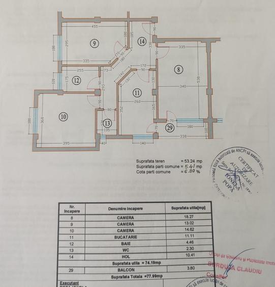 Apartament cu 3 camere decomandat în Central