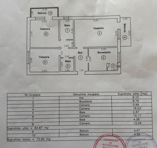Apartament cu 3 camere decomandat în Aradului
