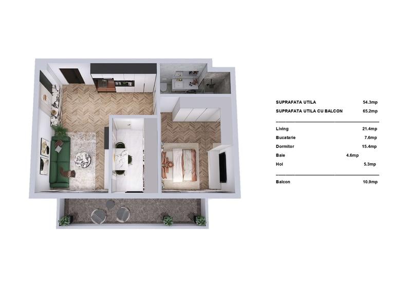Apartament cu 2 camere decomandat în Palazu Mare