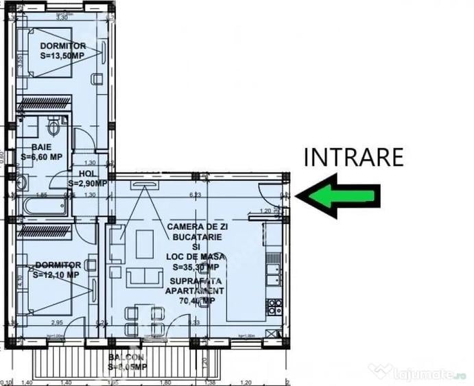 Apartament cu 3 camere decomandat în Mihai Viteazul
