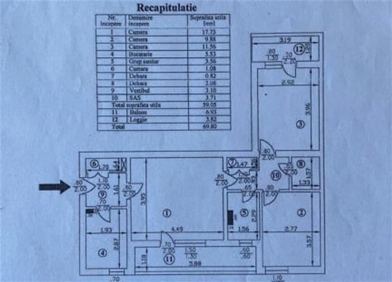 Apartament cu 3 camere semidecomandat, mobilat în Titan