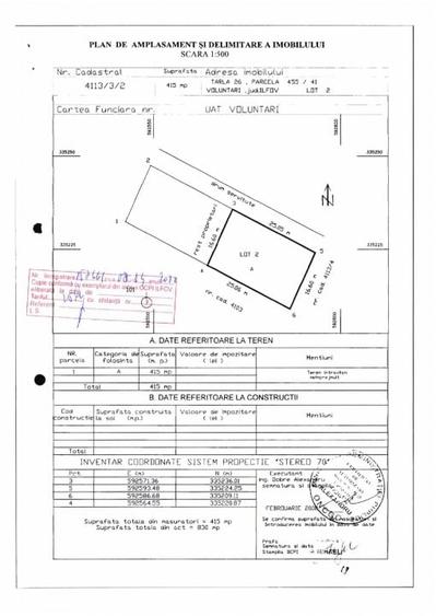 Teren Construcții intravilan de 830 mp, în Voluntari