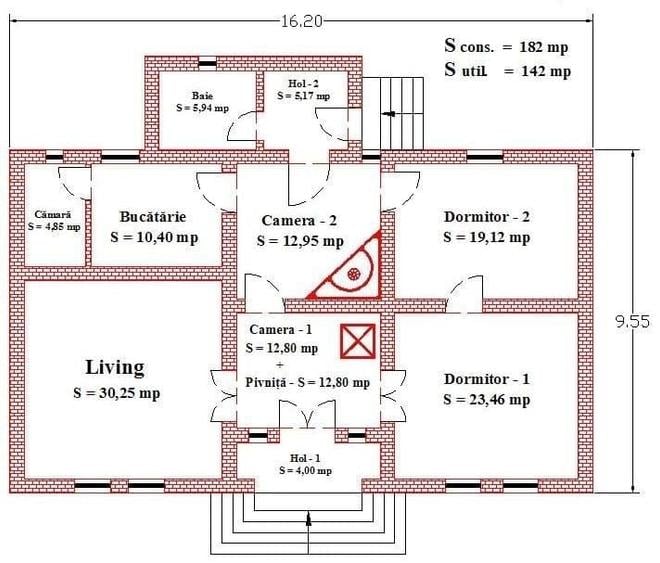 Casă cu 5 camere cu Teren 3610 Mp în Central