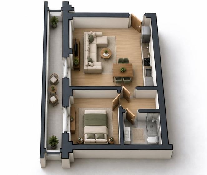 Apartament cu 2 camere decomandat în Preajba