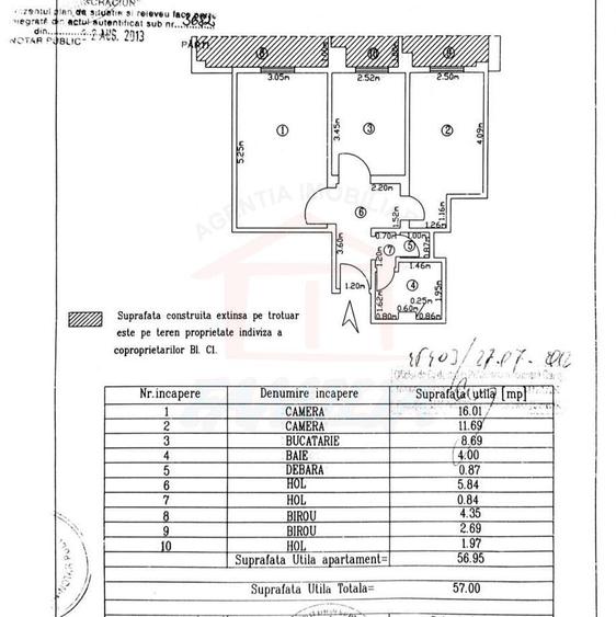 Apartament cu 3 camere decomandat în