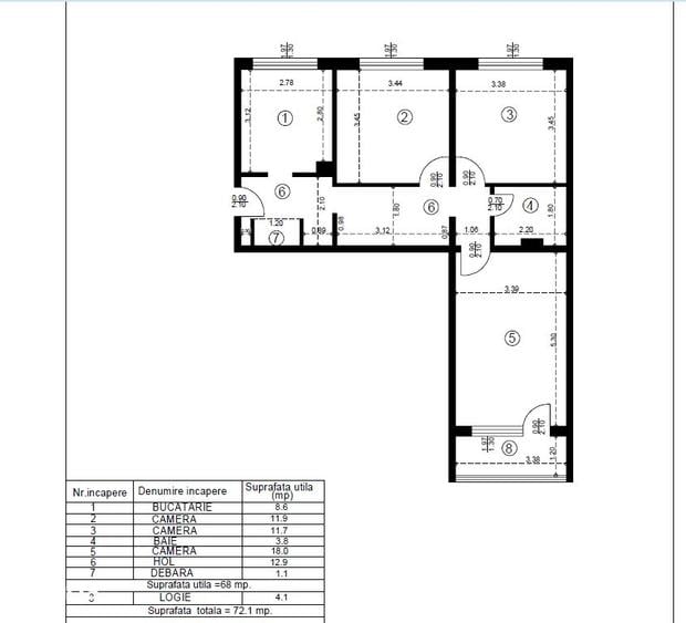 Apartament cu 3 camere decomandat în Alexandru cel Bun