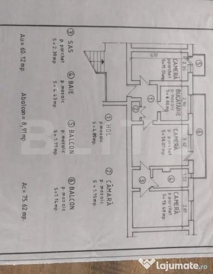 Apartament cu 3 camere semidecomandat în Careiului