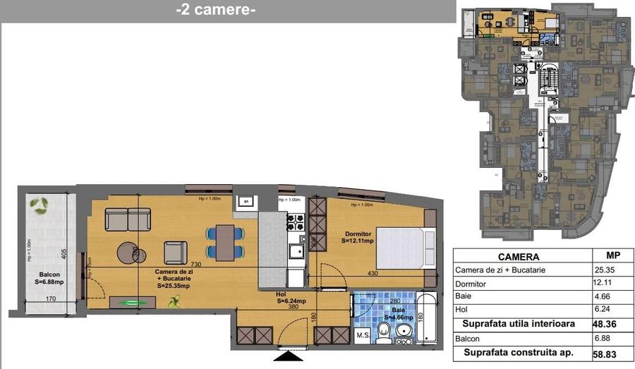 Apartament cu 2 camere decomandat în Iancului