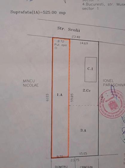 Teren de 525 mp, în Odăile