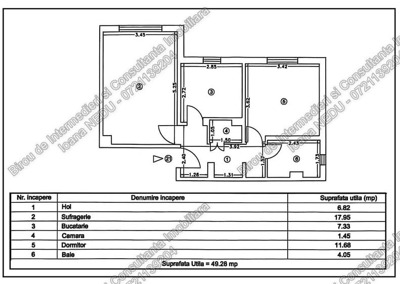 Apartament cu 2 camere decomandat în Inel II
