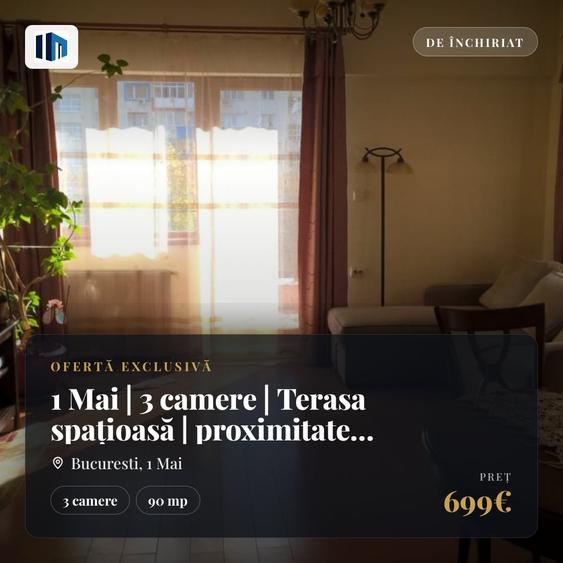 Apartament cu 3 camere decomandat, mobilat în 1 Mai