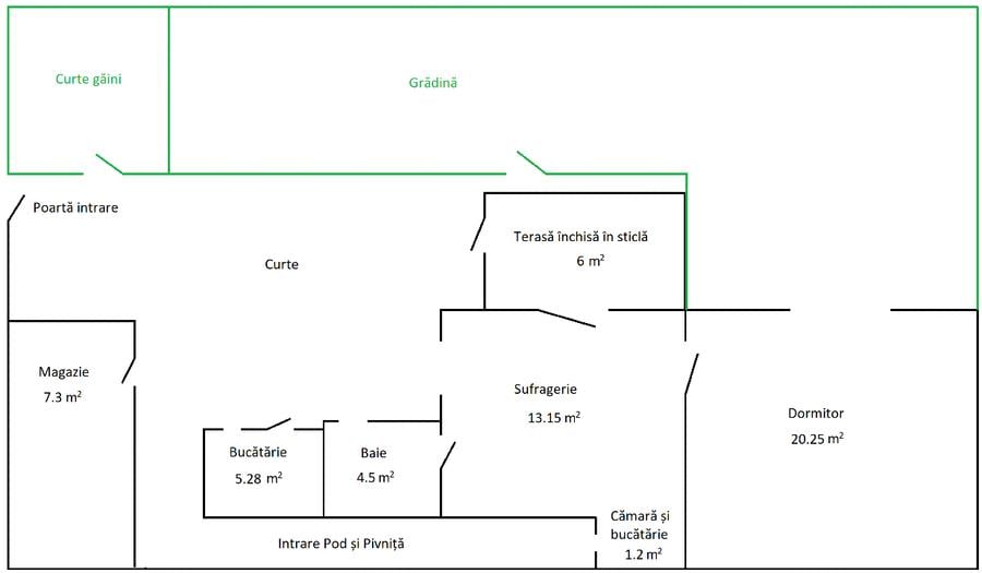Casă individuală cu 2 camere cu Teren 272 Mp în Central