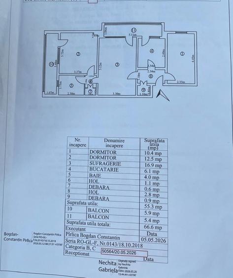Apartament cu 3 camere semidecomandat în Micro 16