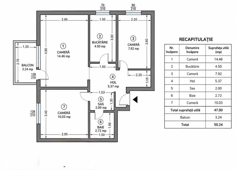 Apartament cu 3 camere decomandat în Păcurari