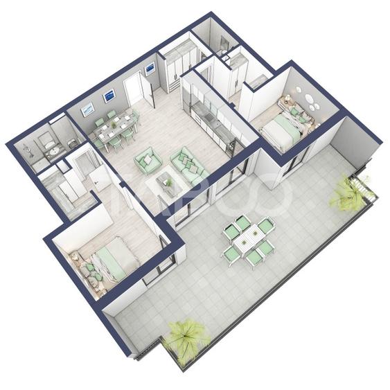 Apartament cu 3 camere decomandat în Turnișor