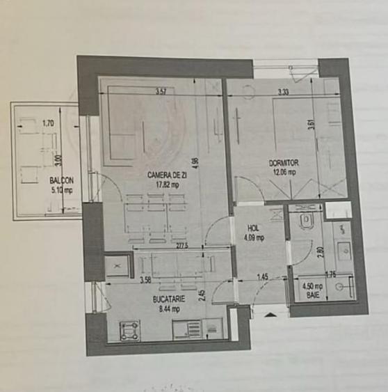 Apartament cu 2 camere în Aviației