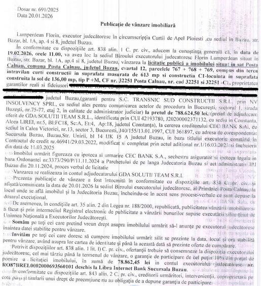 Casă cu Teren 613 Mp în Poșta Câlnău