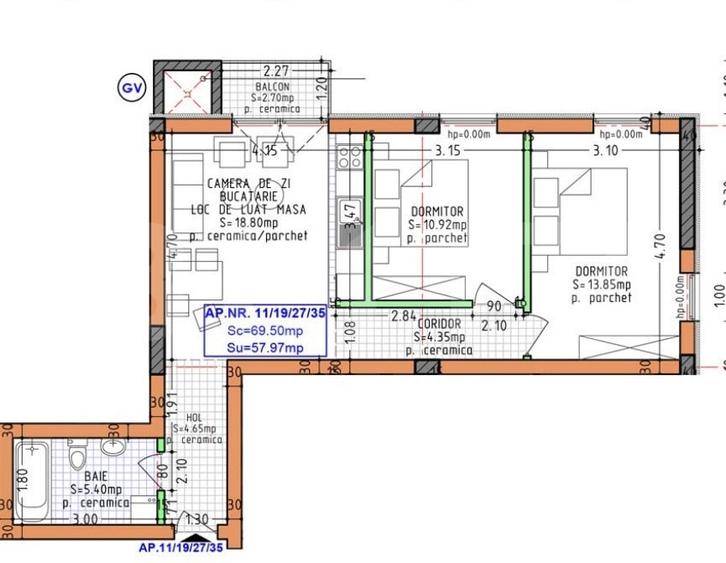 Apartament 3 camere, 57.97 mp, zona Calea Moldovei - 7