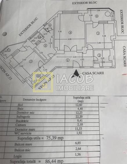 Apartament cu 3 camere decomandat în Nord