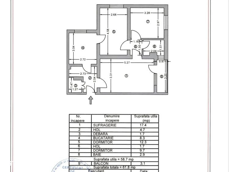 Apartament cu 2 camere decomandat în Central