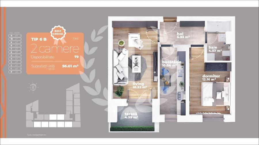 Apartament cu 2 camere decomandat în Titan — fotografia 1
