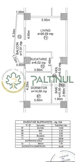 Apartament cu 2 camere decomandat în Central