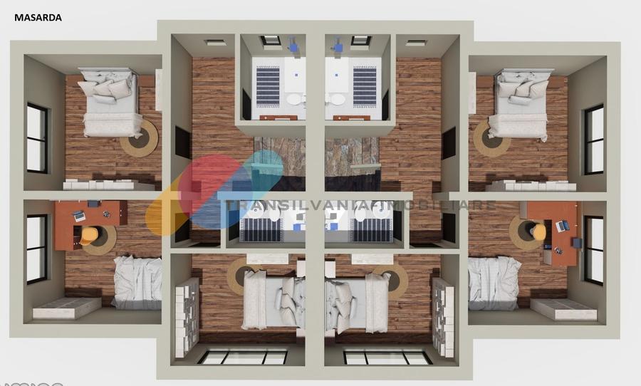 Duplex cu 5 camere cu Teren 350 Mp în Feleacu