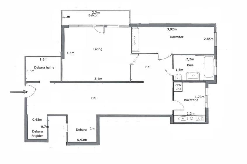 Apartament cu 2 camere decomandat în Luncă