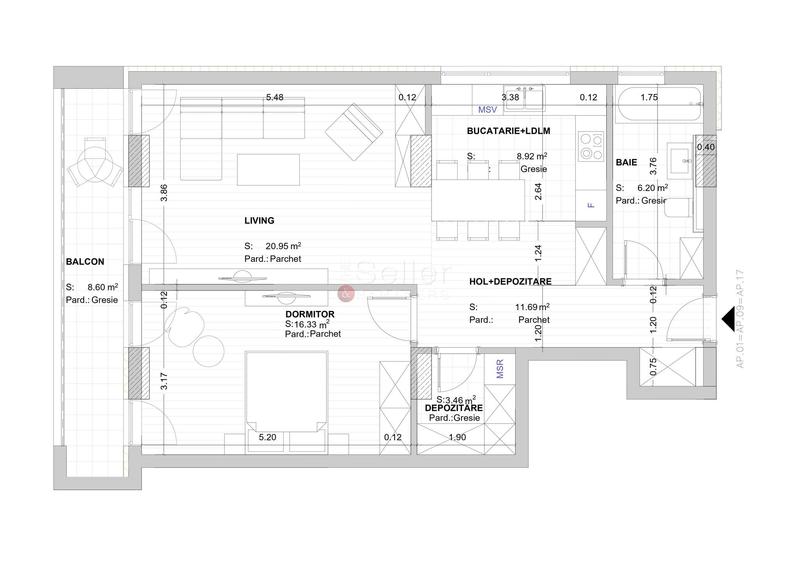 Apartament cu 2 camere în Dârste