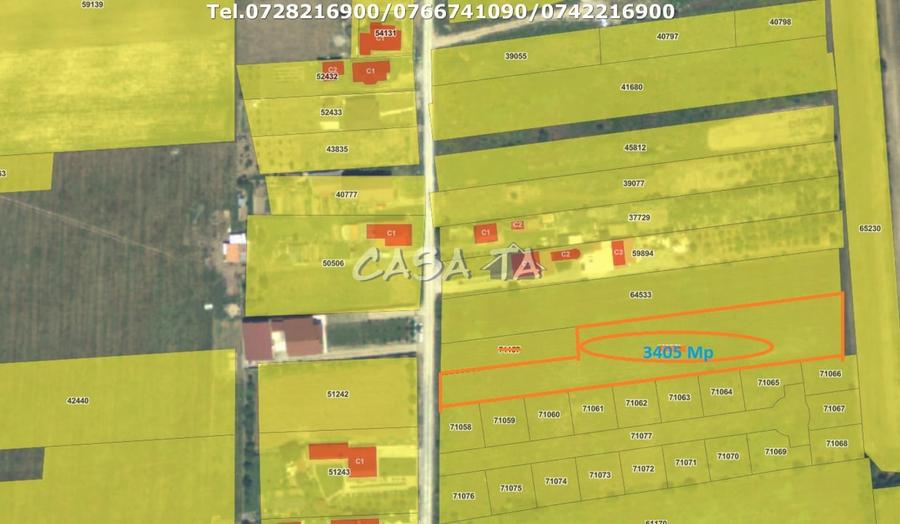 Teren Construcții intravilan de 3405 mp, în Preajba Mare