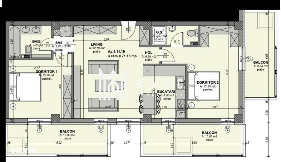 Apartament cu 3 camere semidecomandat în Șelimbăr